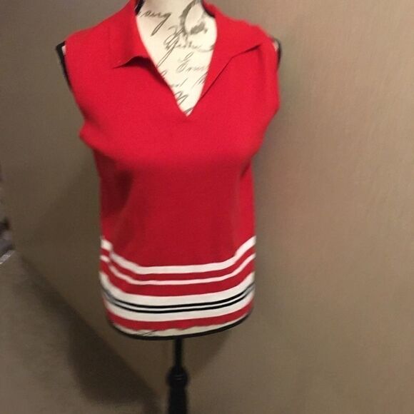 Liz Claiborne knit top size medium red Sleevless - Picture 2 of 9